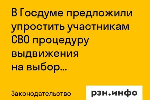 В Госдуме предложили упростить участникам СВО процедуру выдвижения на выборы