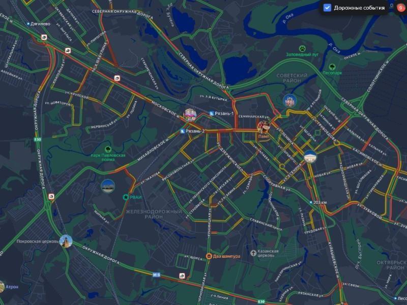 В Рязани зафиксировали 9-балльные пробки