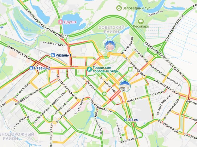 Рязань встала в 9-балльные пробки